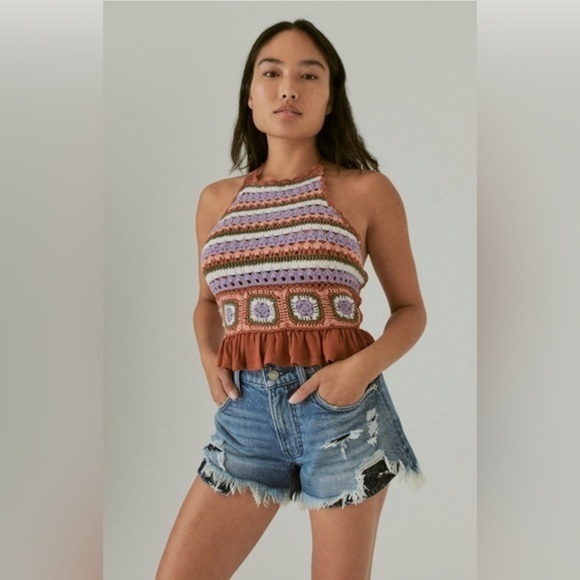 Lucky Brand Tops - Lucky Brand Crochet Halter Tie Top. Size Medium